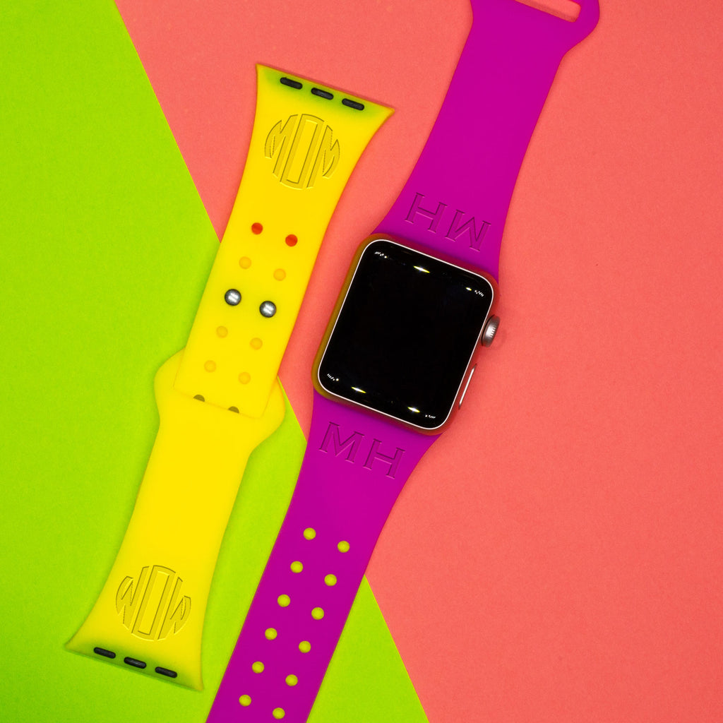 Custom Text or Monogram - Apple Silicone Watch Band - AffinityBands