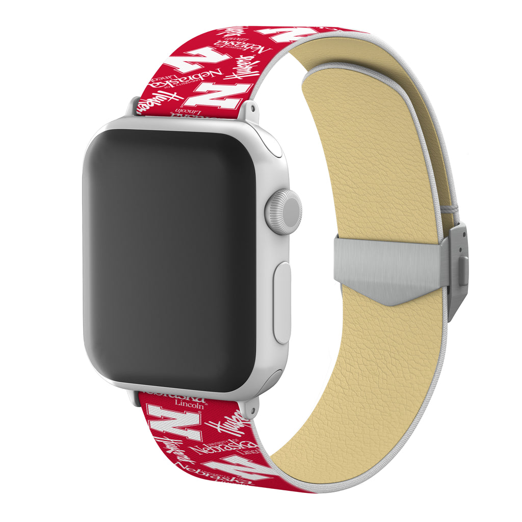 Nebraska Huskers Full Print Watch Band With Engraved Buckle - AffinityBands