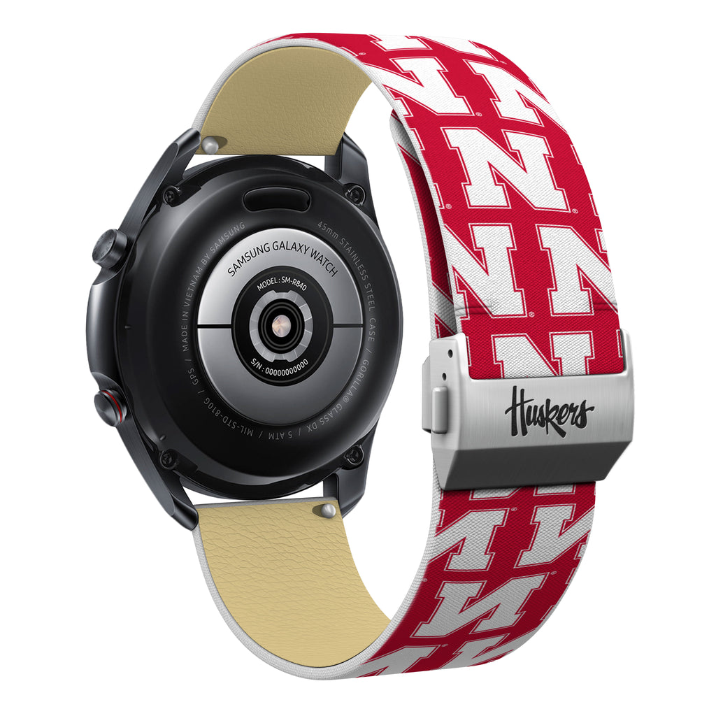 Nebraska Huskers Full Print Quick Change Watch Band With Engraved Buckle - AffinityBands