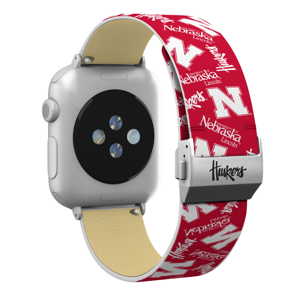 Nebraska Huskers Full Print Watch Band With Engraved Buckle - AffinityBands