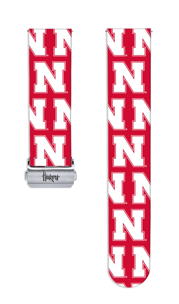 Nebraska Huskers Full Print Quick Change Watch Band With Engraved Buckle - AffinityBands