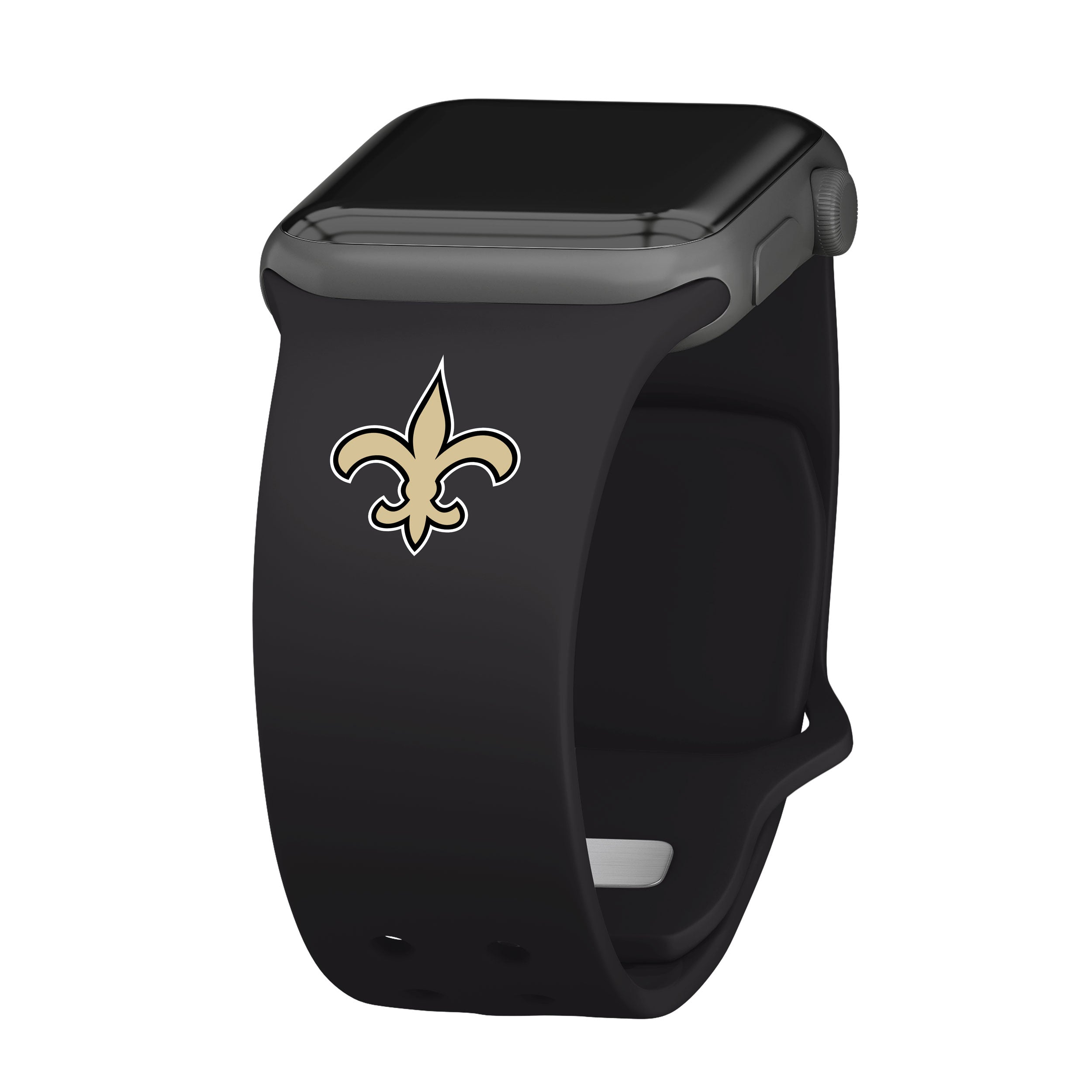 Black New Orleans Saints Silicone Apple Watch Band