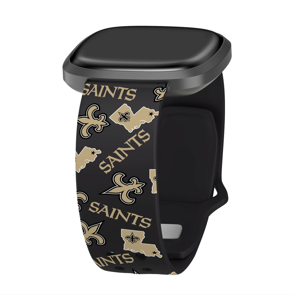 New Orleans Saints HD Fitbit Versa 3 and Sense Watch Band Repeating / Short