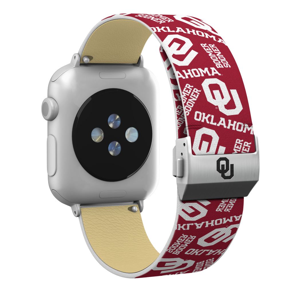 Oklahoma Sooners Full Print Watch Band With Engraved Buckle - AffinityBands