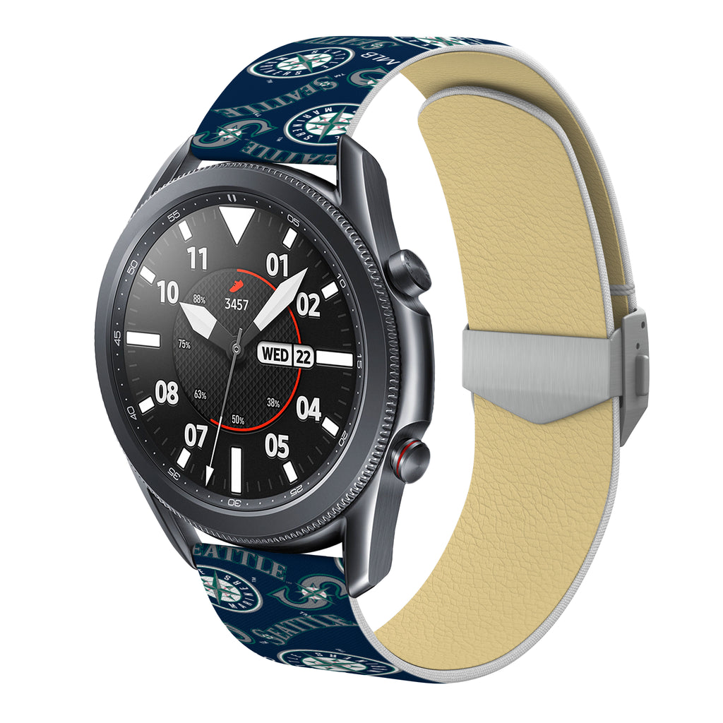 Seattle Mariners Full Print Quick Change Watch Band With Engraved Buckle - AffinityBands