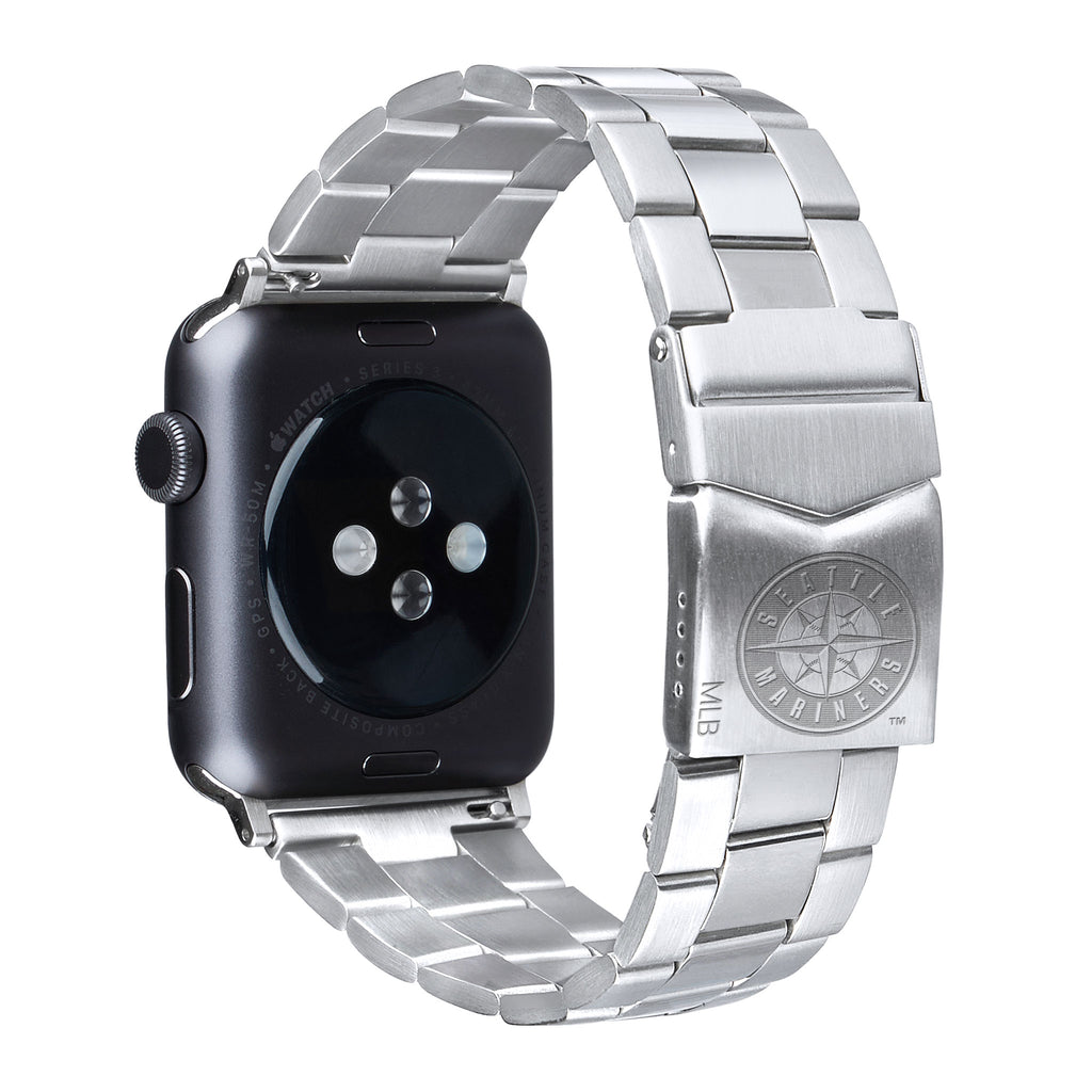 Seattle Mariners Stainless Steel Link Style Apple Watch Band - AffinityBands