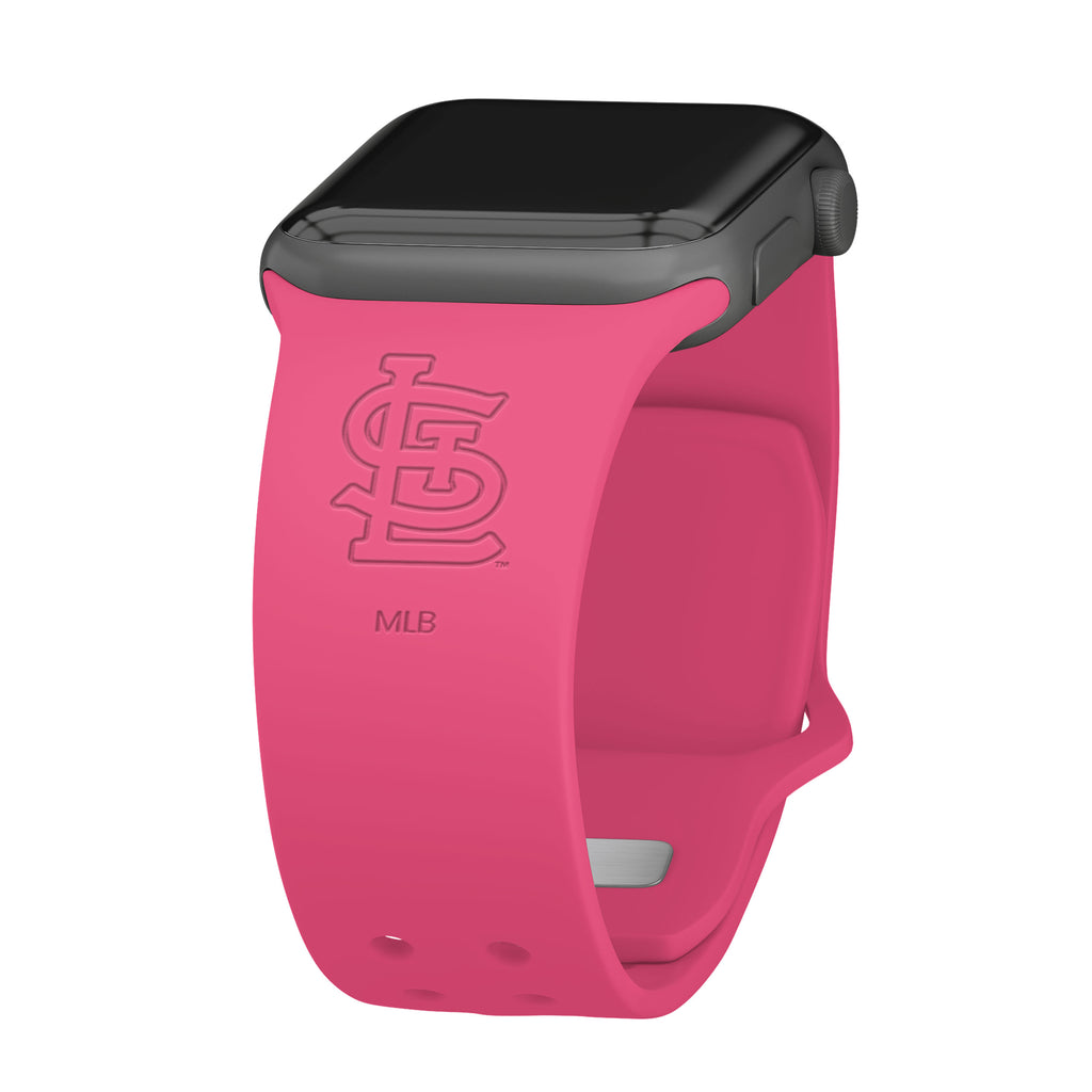 AffinityBands Game Time St. Louis Cardinals Engraved Apple Watch Band Pink / 42/44/45mm