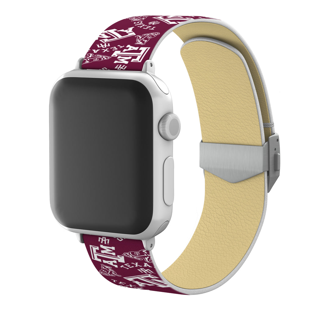 Texas A&M Aggies Full Print Watch Band With Engraved Buckle - AffinityBands