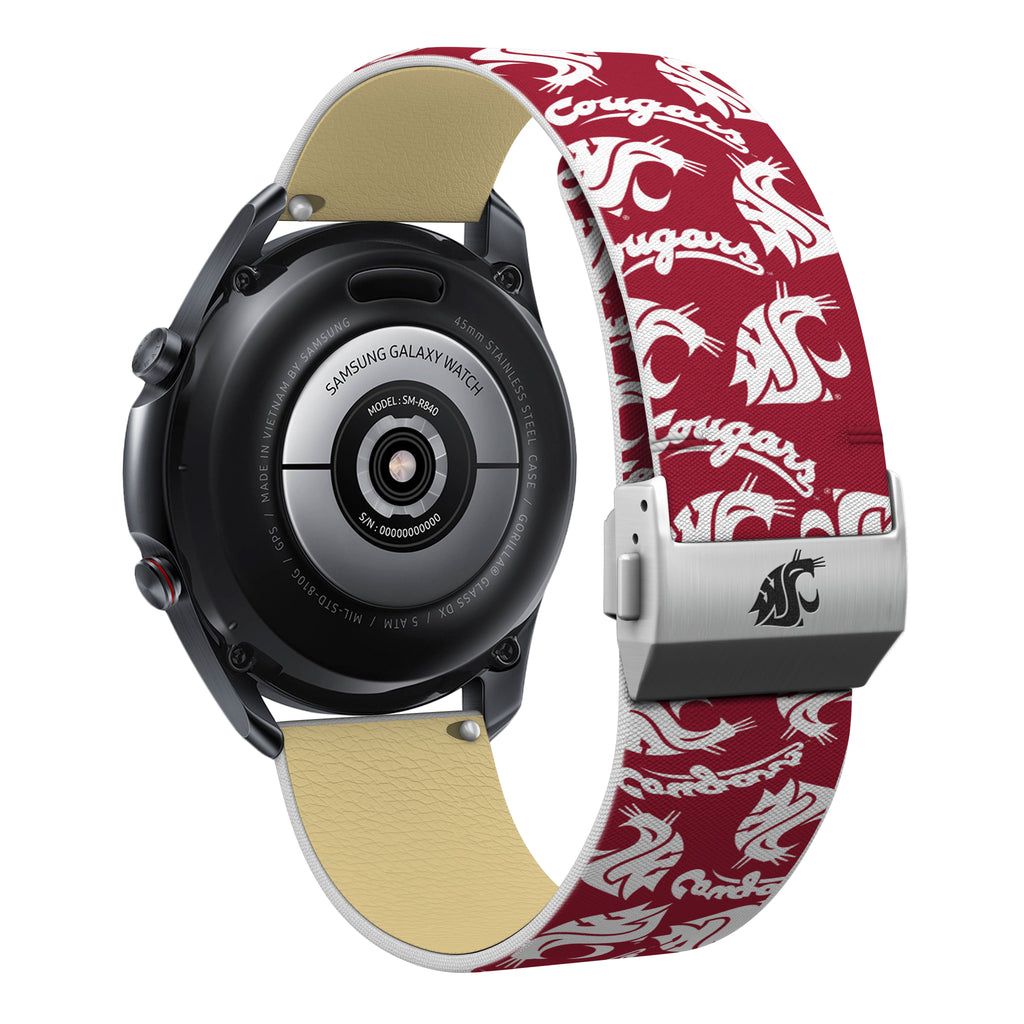 Washington State Cougars Full Print Quick Change Watch Band With Engraved Buckle - AffinityBands
