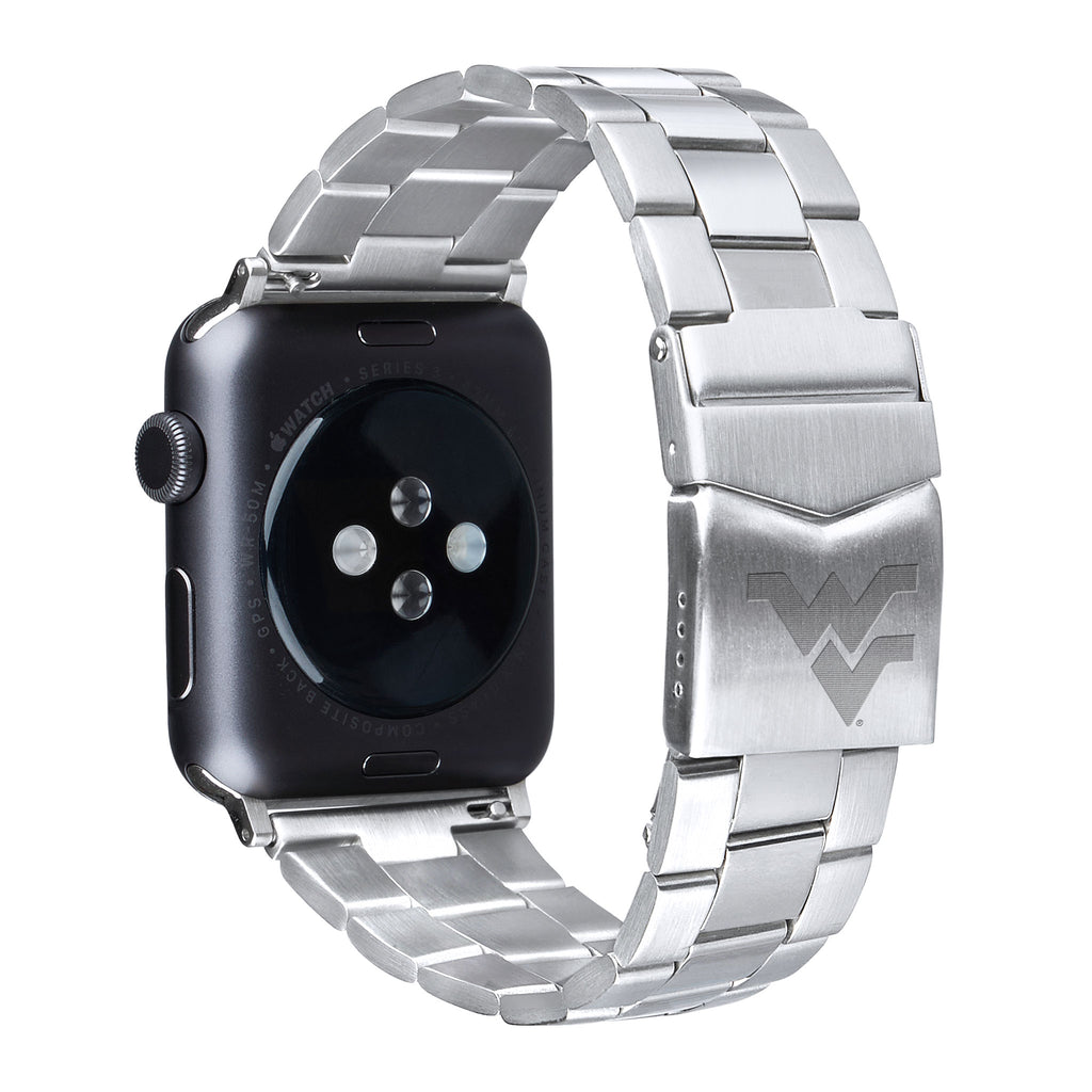 West Virginia Mountaineers Stainless Steel Link Style Apple Watch Band - AffinityBands