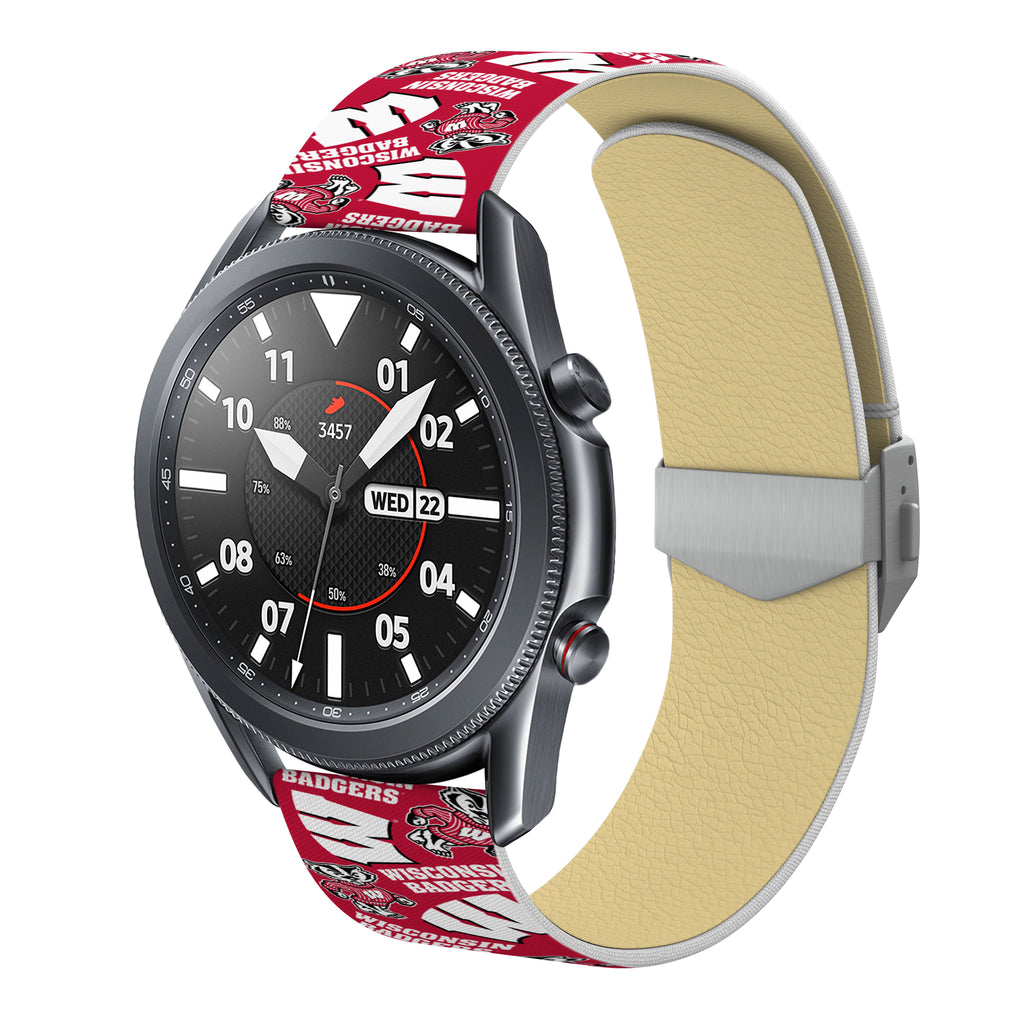 Wisconsin Badgers Full Print Quick Change Watch Band With Engraved Buckle - AffinityBands