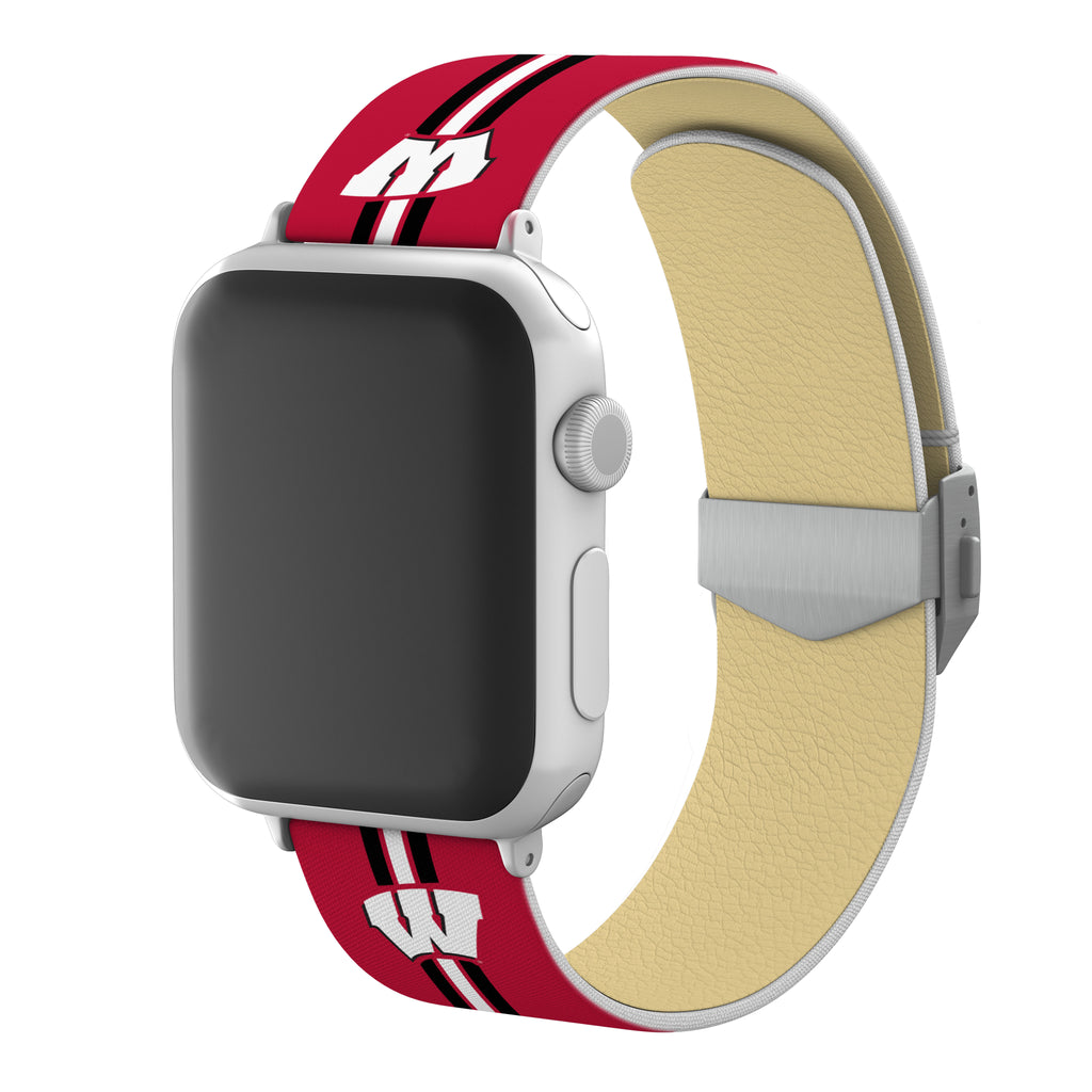 Wisconsin Badgers Full Print Watch Band With Engraved Buckle - AffinityBands