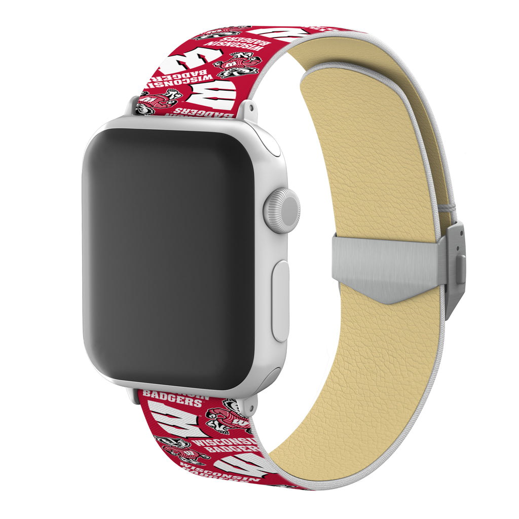 Wisconsin Badgers Full Print Watch Band With Engraved Buckle - AffinityBands